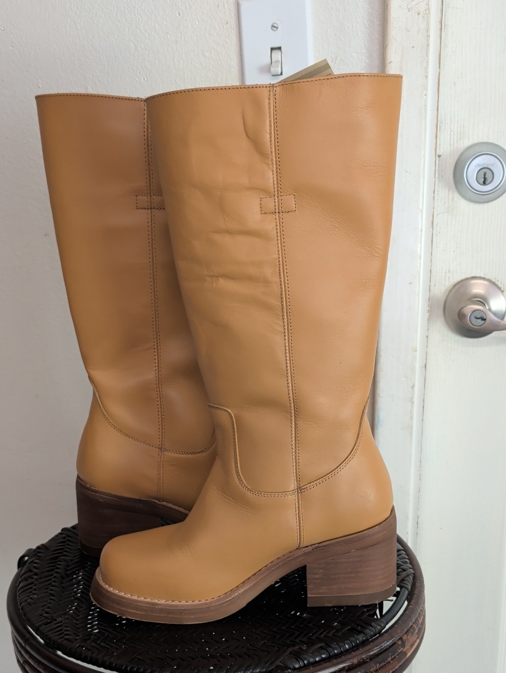 DINGO VAGABOND LEATHER TAN WOMEN'S WESTERN PLANTAIN BOOTS Size 7.5 NWT - Picture 3 of 12